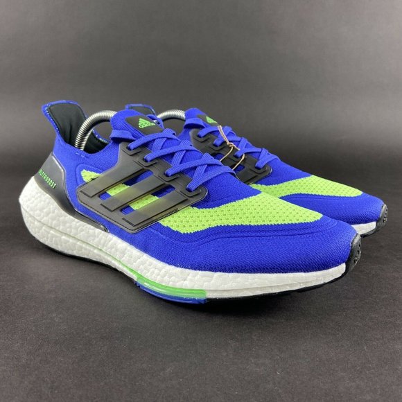 Adidas Men\'s Ultraboost 21 Sonic Ink Black Screaming Green Shoes S23873 Sz 11.5